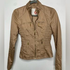 G by Guess Tan Jacket with zipper pockets Womens Small